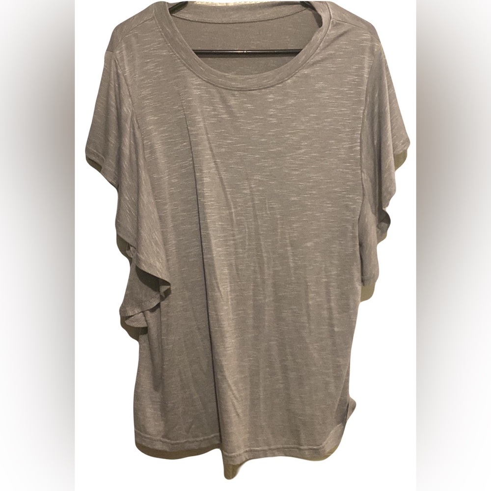 Size L- Ruffled Sleeves grey Top